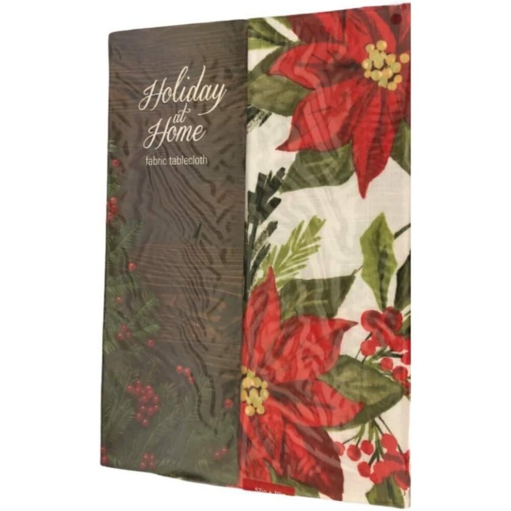 Fabric Oblong Tablecloth - Poinsettia Flourish (52" x 70" Oblong)